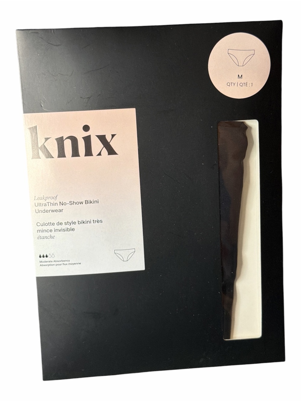 knix Women’s Leakproof No-Show Bikini Underwear - Black size M